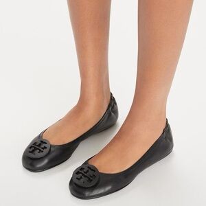 ✨TORY BURCH✨Minnie Black Leather Travel Flats